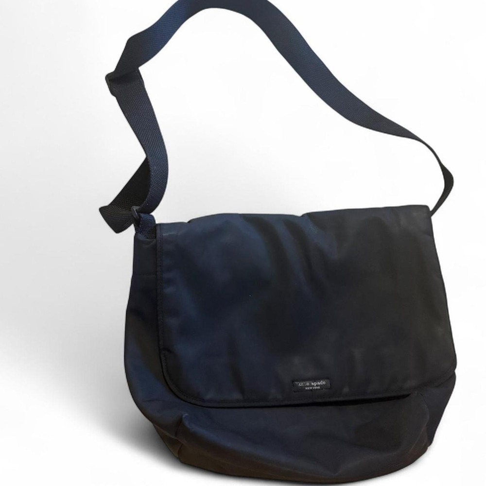 Kate Spade New York Vintage Black Nylon Messenger Bag Large Crossbody Biking Bag
